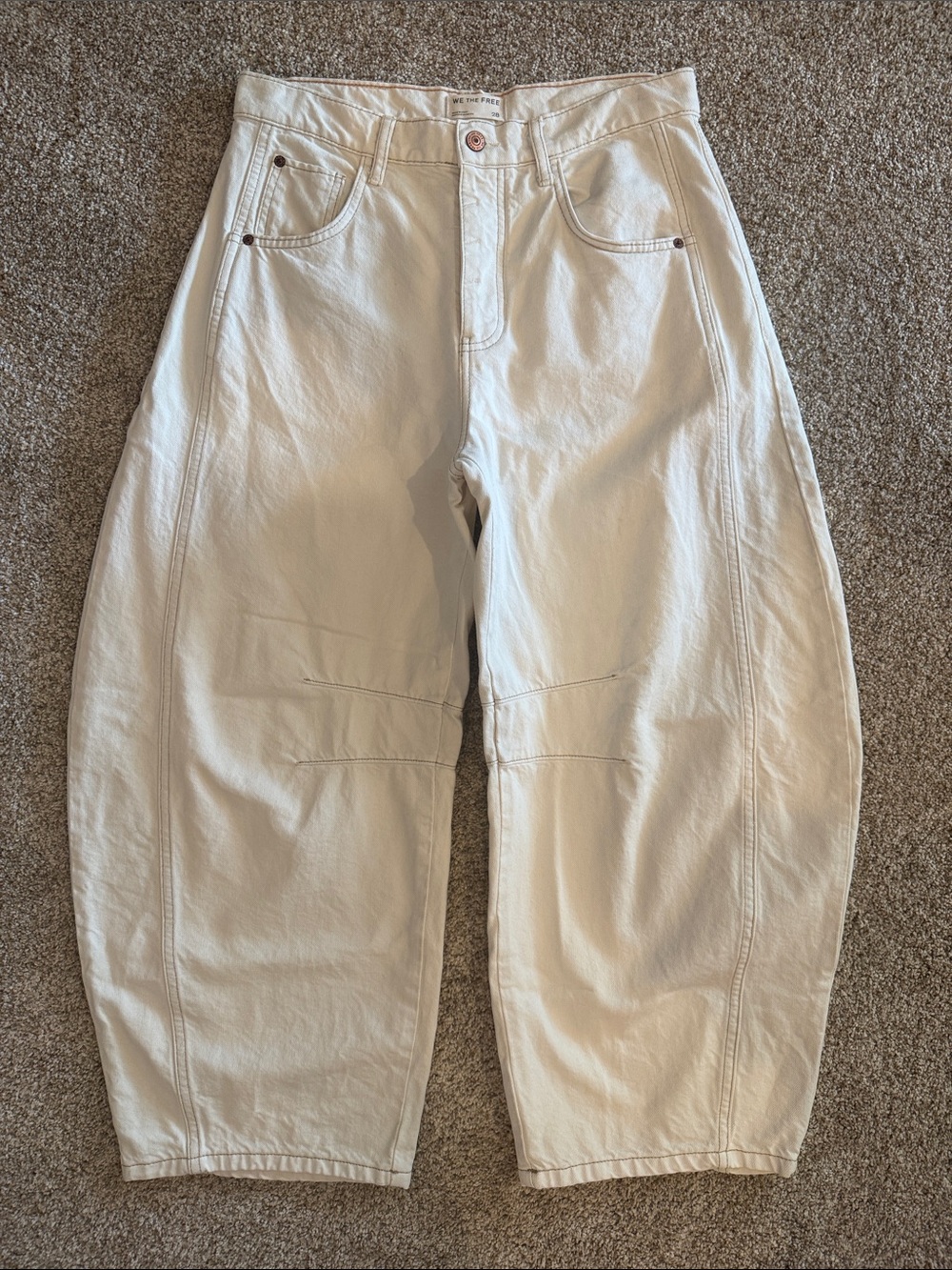 We The Free Good Luck Mid-Rise Barrel Jeans, Milk, 28 - Picture 2 of 10